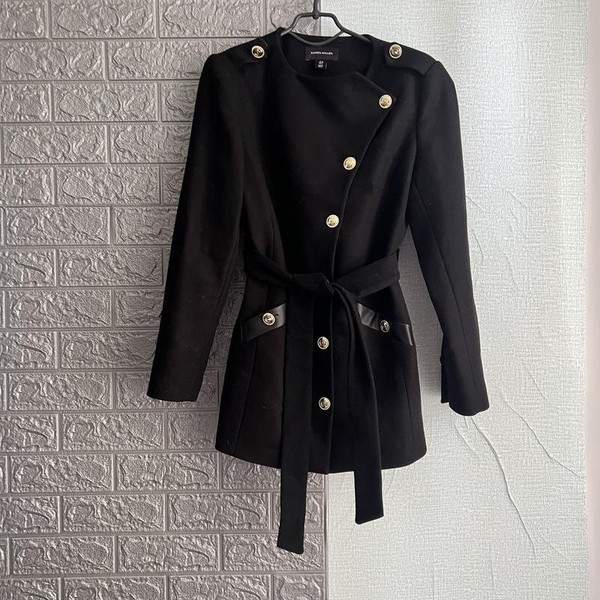 Women Karen Millen Coat Black Wool S #4H4O