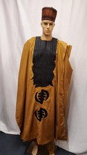 3 piece Gold High Quality Agbada Wedding Party Nigeria MEN Outfit