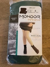 Mondor Influence Design Ribbed Cotton Tights XL Evergreen GREEN OPAQUE PLUS