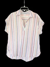 GAP Women Stripe Popover Tunic Womens Sz L Blouse Top 