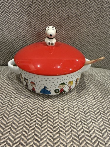 Peanuts Charlie Brown & Gang Christmas Brie Baker mit Holzlöffel Snoopy Deckel
