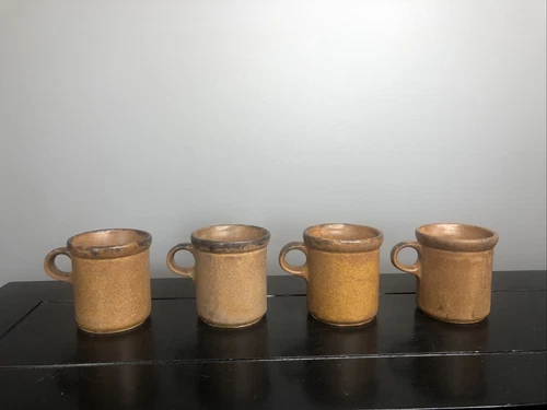 4 pc Vintage McCoy Mesa Line CANYON Mottled Brown Mug Set Ring Handle MCM 1412