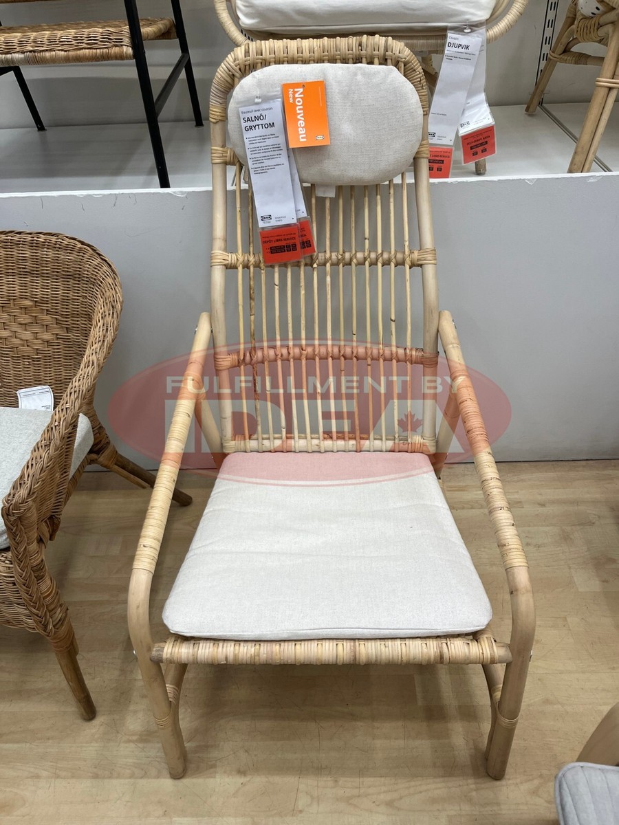 Brand New IKEA SALNO GRYTTOM Rattan Armchair 84x65 cm (33 ⅛x25