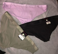 3 Pairs No Boundaries Banded Thong Panties Size XXL 9 black purple green