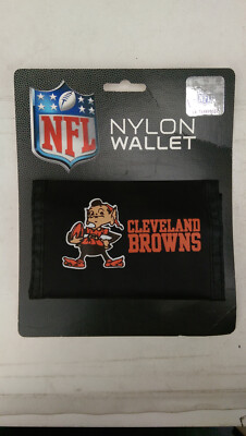 New NFL Licensed Nylon Tri-Fold Wallet w/ Clear Insert Cleveland Browns