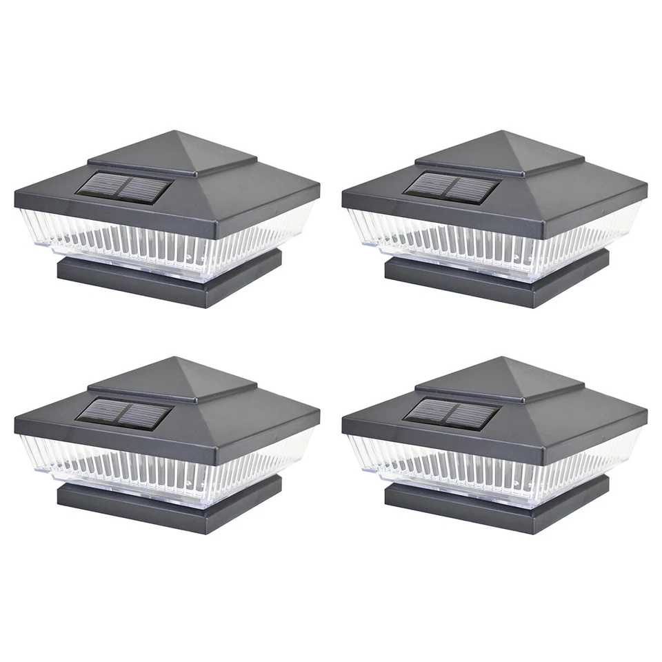 4 luces de poste solares negras bronce cobre plata 4 x 4 cubierta exterior tapa valla lámpara Foto 3 de 4