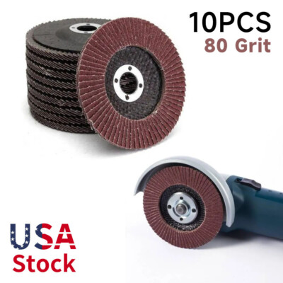 10PCS 4.5'' x 7/8'' 80 Grit Flap Discs Sanding Grinding Wheel for Angle Grinder
