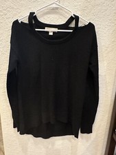 Michael Kors open shoulder long sleeve sweater medium black Women s