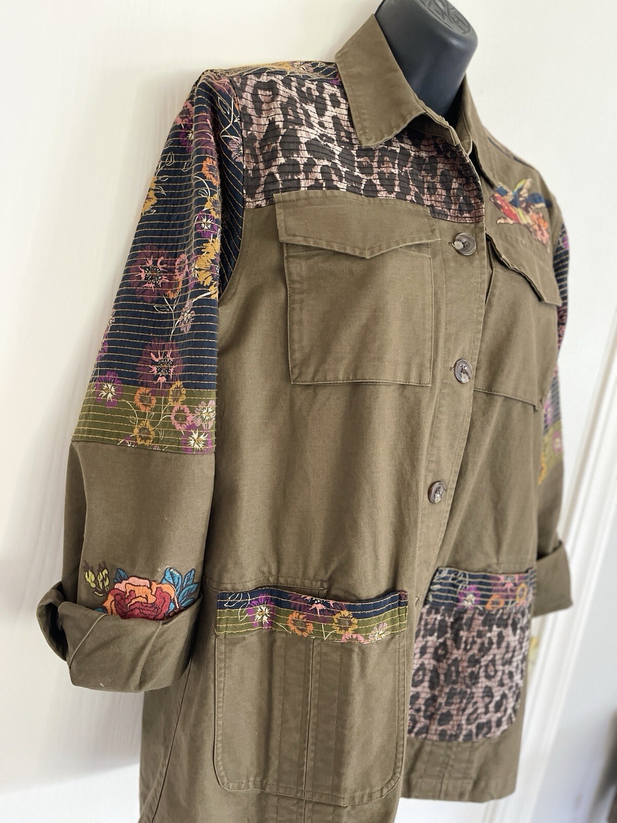 JOHNNY WAS WORKSHOP Embroidered Patchwork MILITAR… - image 4