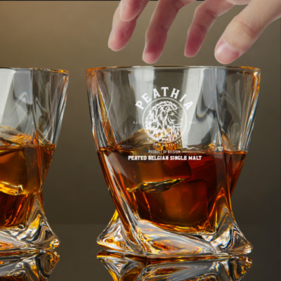 Custom Engraved Peathia Peated Belgian Single Malt Whiskey Glass   10 oz Twisted
