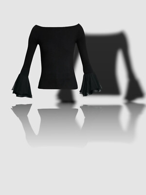 $496 Neiman Marcus Women Black Cashmere Off-Shoulder Sweater Size L
