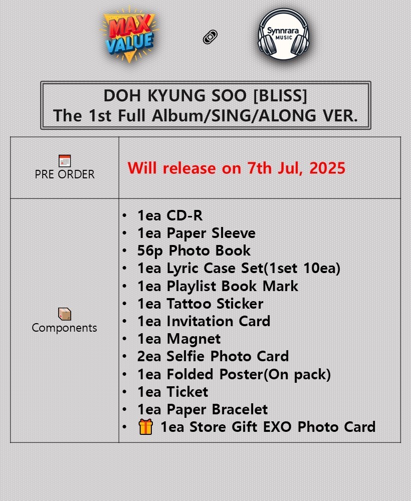 EXO D.O DOH KYUNG SOO BLISS 1st Full Album CD+Photo Book+2 Card+