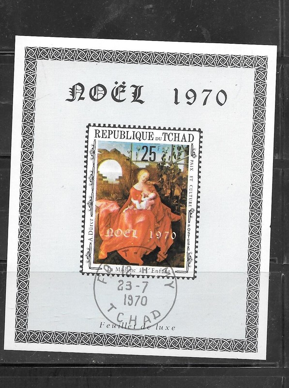 CHAD SC# 277Ha 1970 CHRISTMAS  SOUVENIR SHEET CTO USED XF  EXCELLENT STAMP