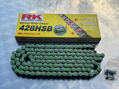 RK Kette, RK428HSB 132 Glieder für Kawasaki Ninja 125, Z125, grün, 4BX125, #428