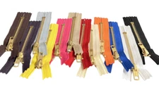 YKK#5 4" Golden Brass with Automatic Lock Pull Metal Zipper Closed-End (5pcs)