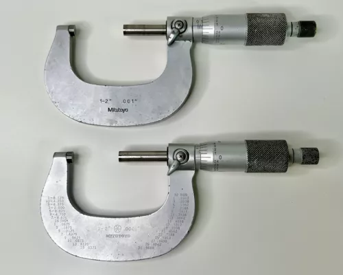 Lot of 2 Mitutoyo Outside Micrometer 1-2” .001” And .0001” Resolution Carbide