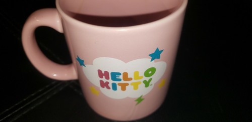 Hello Kitty Pink Coffee Mug 2014 Sanrio Face White with stars and rainbow - Picture 4 of 5