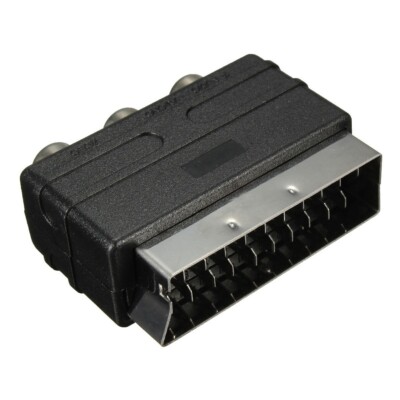 SCART-20 Pins Male Plug  To  3 RCA Female AV TV Audio Video Adaptor Converter IN