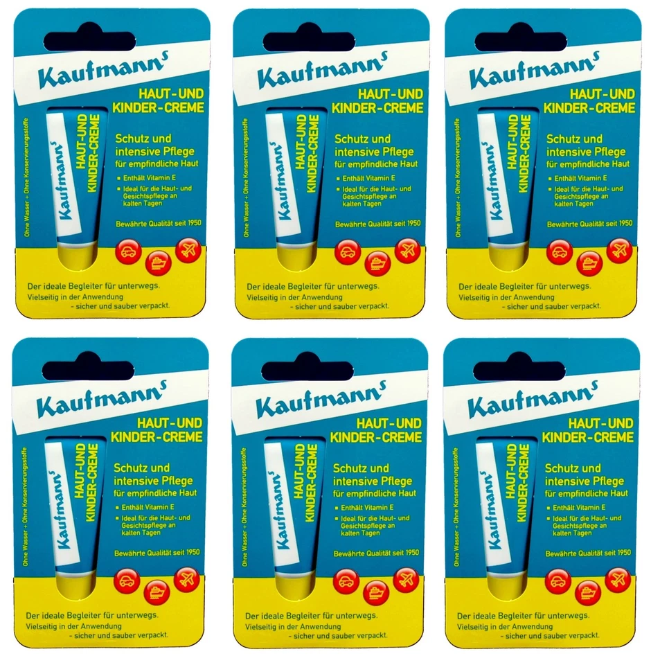 6x 10ml Kaufmanns Haut- und Kindercreme in der Tube Schutz und intensive Pflege