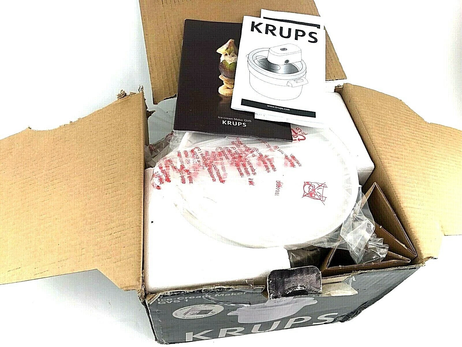 KRUPS Ice-Cream Maker GVS 1 White 1.5 Quart Ice Cream Frozen Yogurt Sorbet