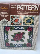 Vtg Latch Hook Pattern Canvas Rose Trellis Flower 20x27  NIP USA