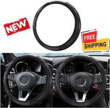 Elastic Non-Slip Leather Steering Whee Car Cover Black