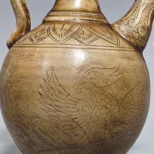 8" China antique song dynasty yue kiln Porcelain Ice crack Phoenix pattern pot - Picture 2 of 9