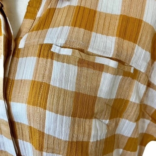 Lucky Brand Women's Size Small Gold Plaid Button Front Shirt New - Picture 2 of 6