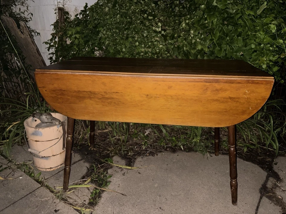 Mesa antigua vintage de hojas caídas.  Mueble raro de mediados a finales de 1800 Foto 3 de 4