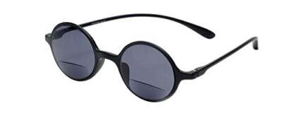 Calabria 721SB Flexies Round Sun Bi-Focal Reading Glasses w Case in Ebony (+3.25