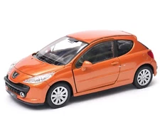 Peugeot 207 French Family Car Model Diecast Toy Orange 1:43 Scale Welly