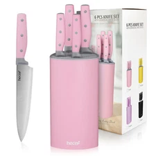 6PCS Kitchen Knife Set Stainless Steel Pink Chef knife w/Triple-Rivets Handle