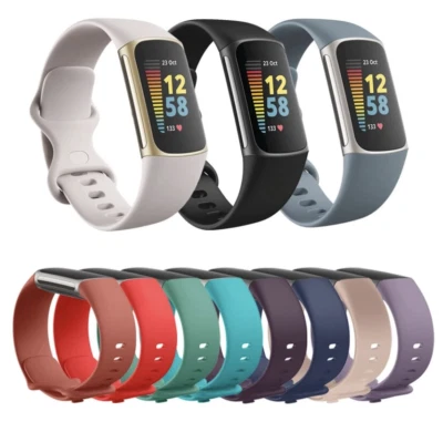 STRAP WAREHOUSE Strap For Fitbit Charge 6 / Charge 5 Watch Soft Silicone Sports Band Luxury Soft