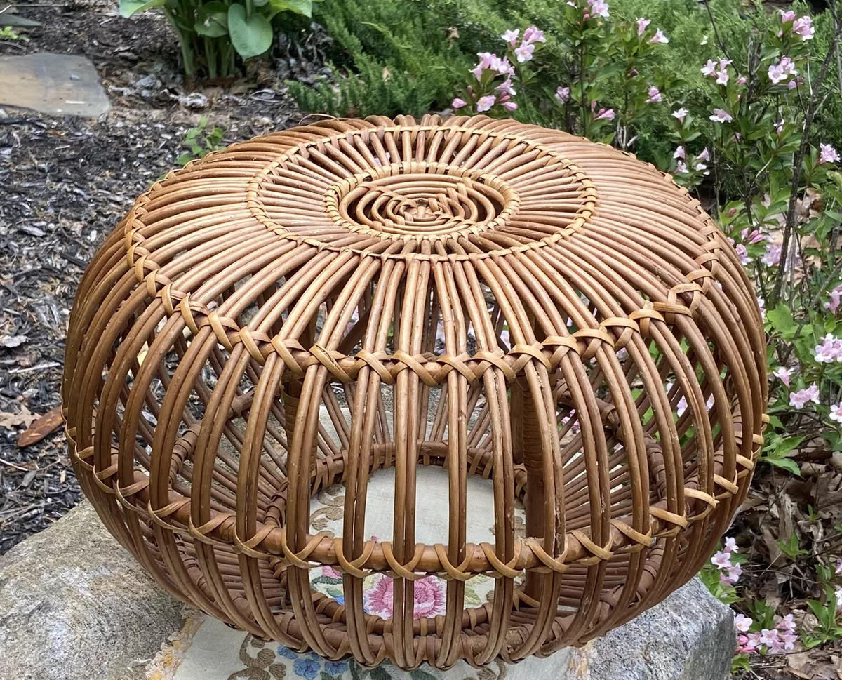 Vintage mcm Franco Albini Rattan Pouf Ottoman 19 VGC
