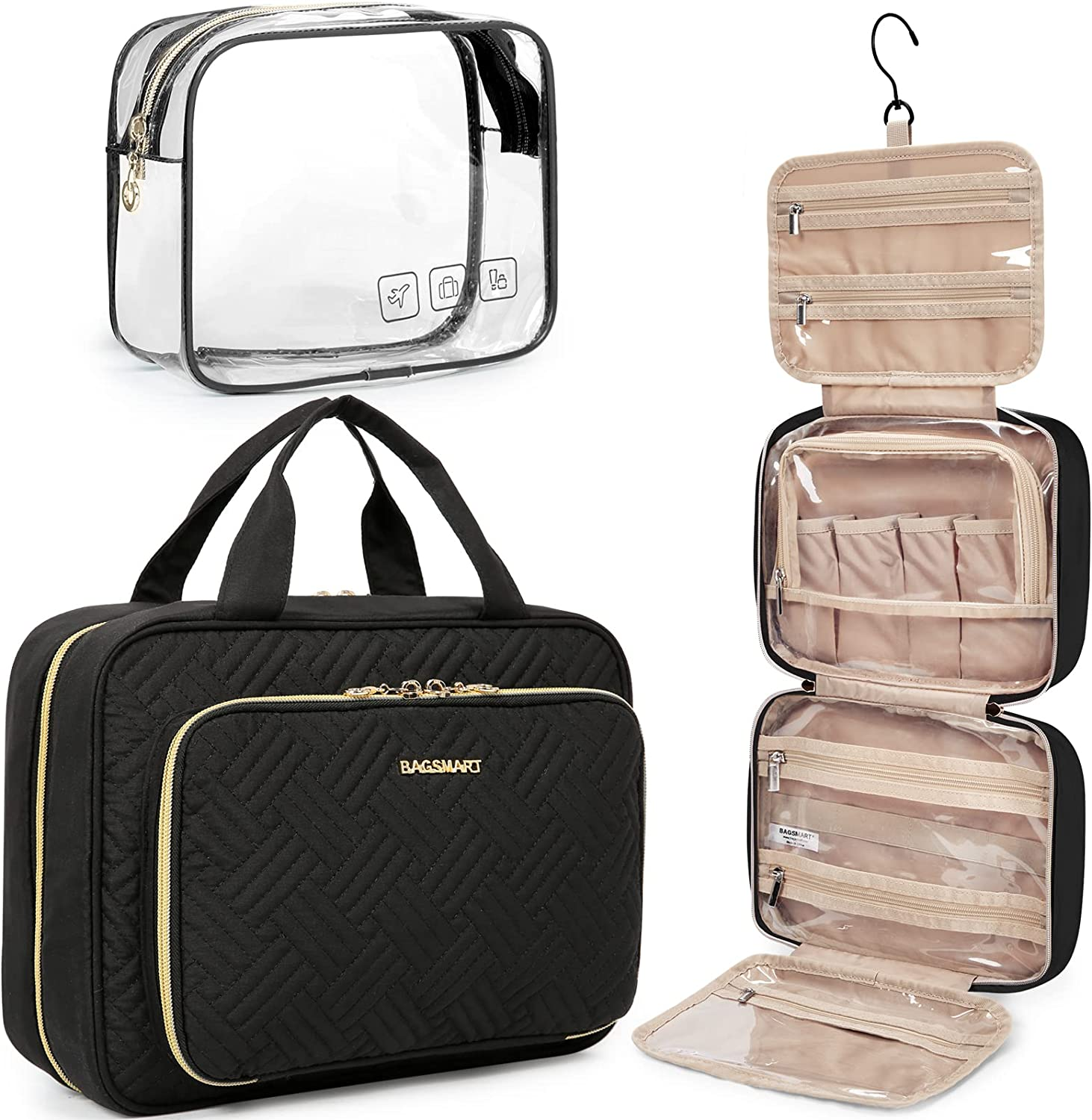 Hanging TSA-Approved Clear Travel Toiletry Bag for Makeup and Cosmetics-image