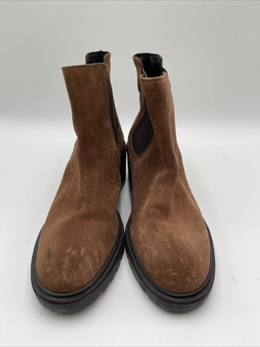 Geox Respira DAMIANA Brown Suede Round Toe Pull On Chelsea Boots, Size 39 - Picture 2 of 8