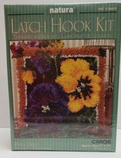 Latch Hook Kit Pansy Duo Flower 17" x 17" Art Q602 NIB Pansy Duo Caron Kit 1993