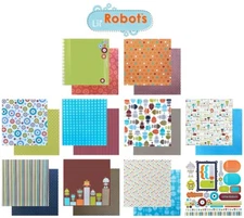 My Mind's Eye, Lil Robots Collection,  12" Cardstock, 10 Pgs, Robots, Gears, Fun