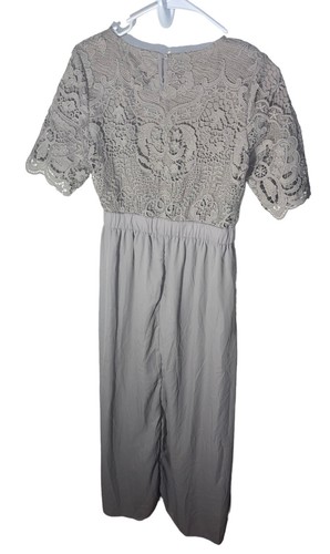 NWT PinkBlush Maternity Maxi Dress Size Small Gray Lace Top Chiffon Skirt - Picture 2 of 6