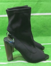new stretchy Black 4.5"block High Heel peep toe Ankle Boot WOMEN Size 5.5