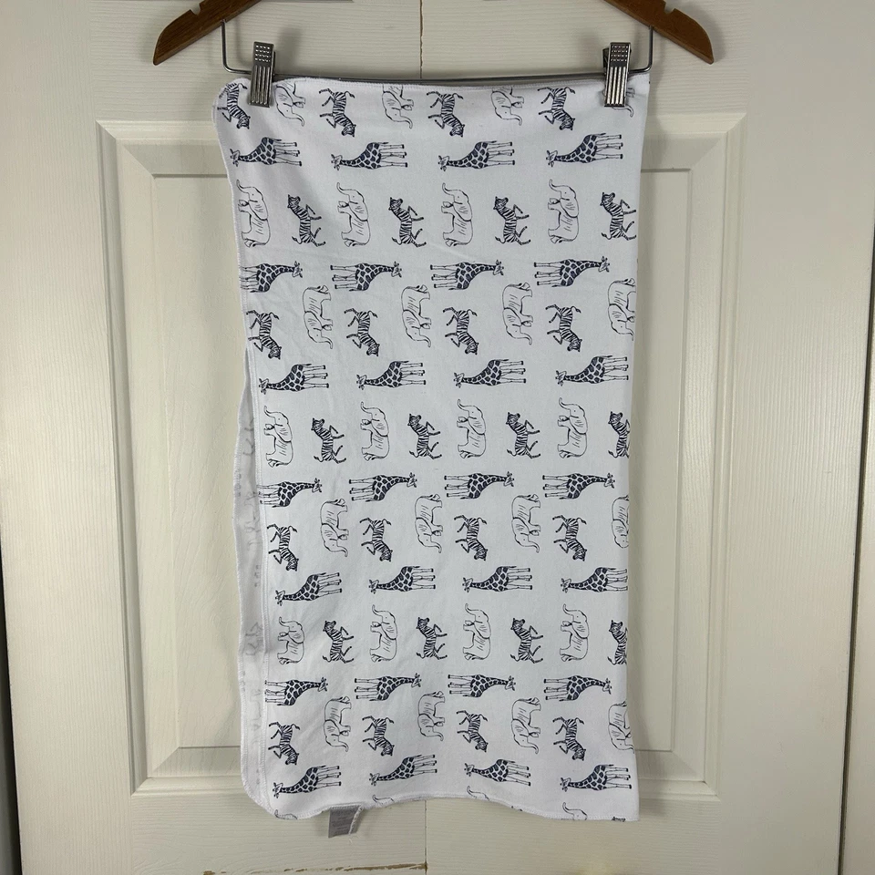 Kyle & Deena Azul Blanco Jirafa Elefante Cebra Bebé Manta Safari Animales Delgado Foto 2 de 4