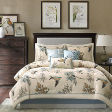 Madison Park Pierce 7 Pc Cotton Twill Comforter Set Bird Leaf Farmhouse Bedding