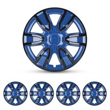 14 Inch Hubcaps Universal Fit Iron Hub Set 4 ABS Black Blue Lacquer 5087Style