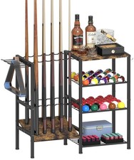 Pool Stick Holder for 10 Cue Sticks, Pool Cue Rack Floor Stand with 4-Tier St...