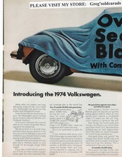 Orig 1974 Volkswagen Beetle two page vintage print ad: "Introducing the 1974