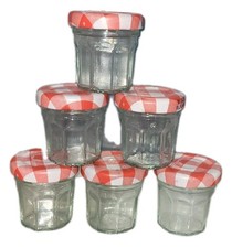 Lot of 6 Mini Jars Bonne Maman France 1 Oz Empty Glass Jars Jams Crafts Red Lid