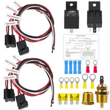Dual Electric Fan Relay Kit 40 AMP Automotive Relay Thermostat Switch Kit for...