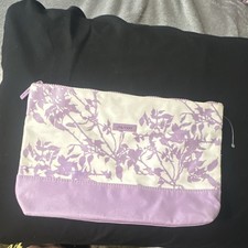 Shiseido Purple White Floral Fabric Makeup Bag with Zipper