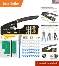 RJ45 Crimp Tool Kit Pass Through Crimper RJ45 Crimping Tool Stripper Cutter C...
