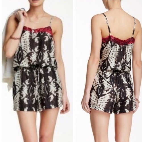 Da-nang sleeveless silk butterfly print romper S/M
